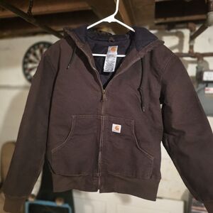 Vintage Womens Carhartt Brown Hooded Work Jacket WJ130